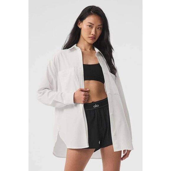 ALO YOGA Women's Dreamscape Button Down Long Sleeve Size S In White - Picture 1 of 11
